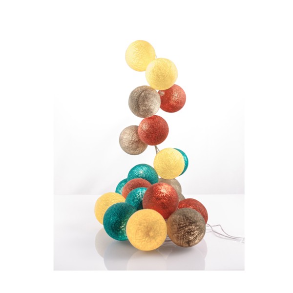 good moods* LEBENSWERT - Ball-Lichterkette mit 35 Stoffkugeln - 35 warmweiße LEDs - Geschenkkarton