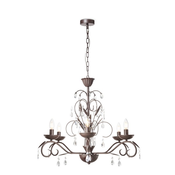 Kronleuchter BARROCCO braun - 5flammig - E14 Fassungen - Durchmesser 78cm - 160cm hoch