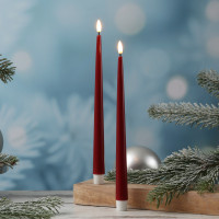 LED Stabkerzen ELLA - Echtwachs - realistische 3D Flamme - H: 28cm - bordeauxrot - 2 Stück LED Stabkerzen ELLA - Echtwachs - realistische 3D Flamme - H: 28cm - bordeauxrot - 2 Stück