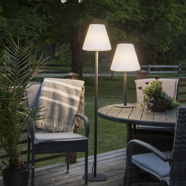 Garten-Beistelllampe/Tischlampe - H: 60cm - weißer 28cm Lampenschirm