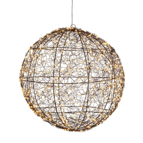 LED Drahtkugel - Leuchtkugel - 600 bernsteinfarbene LED - Timer - D: 38cm - für Innen/Außen