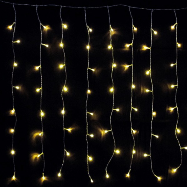 LED Lichtervorhang - 160 warmweiße LED - 1,9 x 0,8m - transparentes Kabel - outdoor 