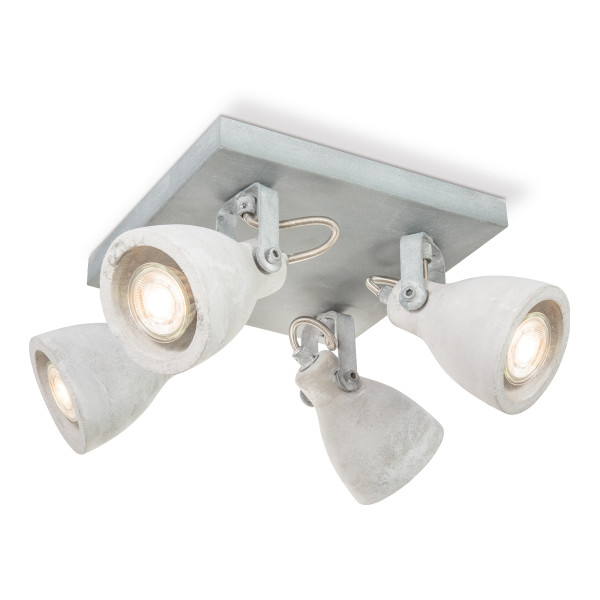 Deckenspots VEDI 4er Quadrat - Betonoptik grau - inkl. 4 x GU10 3000K 345lm 36° - Lichtbalken