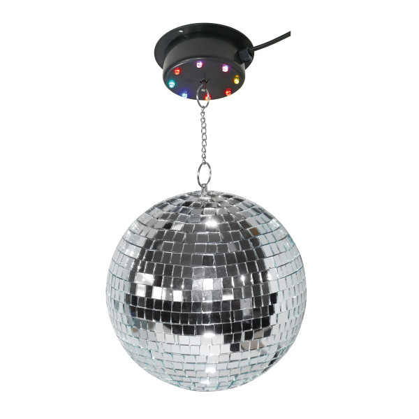 Spiegelkugel Komplettset 20cm mit LED Motor / Farbwechsler