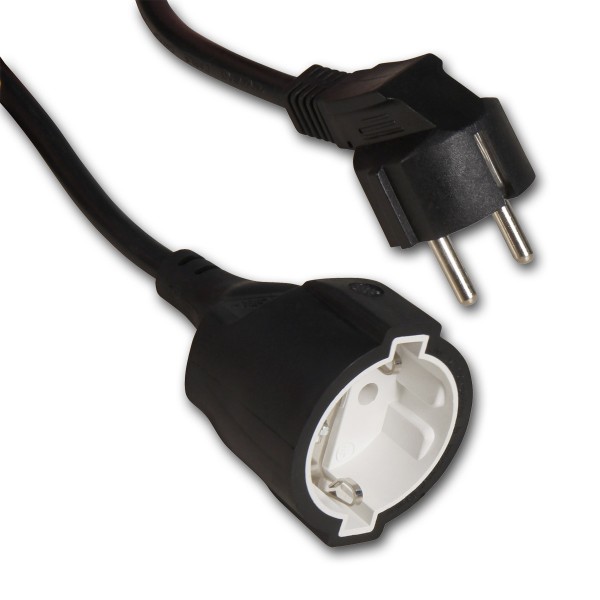 Verlängerungskabel - 5m - 3x1,5mm² - schwarz - Schutzkontakt - max 3600W - Winkelstecker