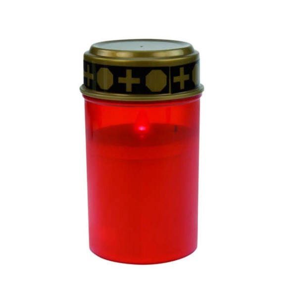 LED Grablicht - Grabkerze - rot flackernde Flamme - H:12cm - 2500h Leuchtdauer - für Außen - rot