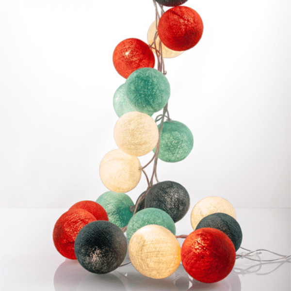 good moods* SOMMER SORBET - Ball-Lichterkette mit 20 Stoffkugeln - 20 warmweiße LEDs -Geschenkkarton
