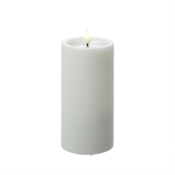 LED Kerze UNIQUE - Rustik-Optik - Echtwachs - H: 15cm - D: 7,5cm - bis zu 1500 Std. - weiß