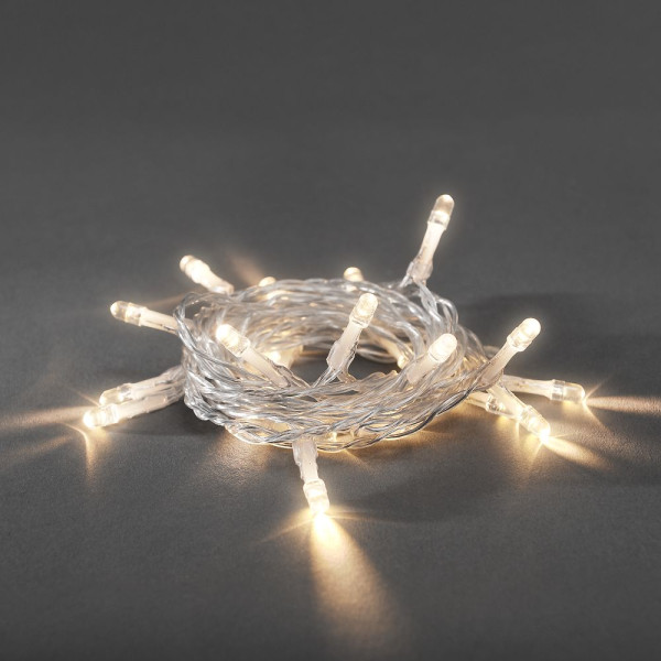 LED Lichterkette - 30x warmweiße LED - L: 4,35m - Timer - an/aus Schalter - transp. Kabel