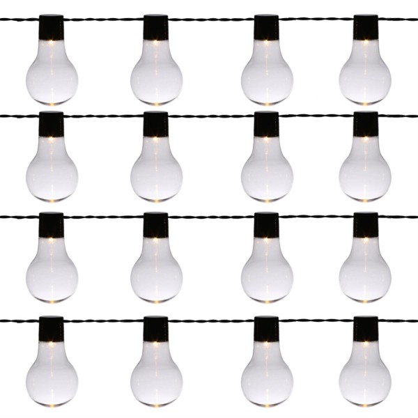 LED Party Lichterkette - 16 transparente Glühbirnen - warmweiße LED - 4,5m - für Außen