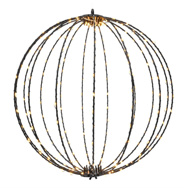 LED Drahtkugel - 3D Leuchtkugel - D: 58cm - 480 bernstein LED - faltbar - 8 Modi/Timer - Innen/Außen