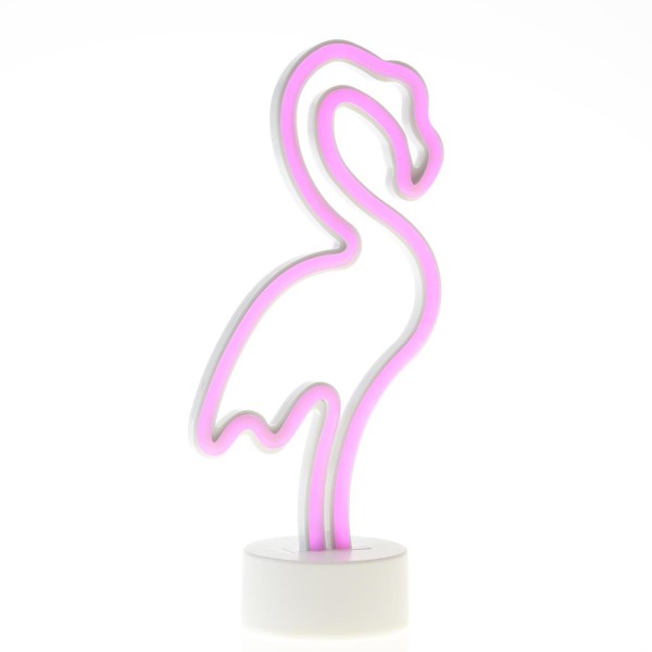 LED NEON Figur FLAMINGO - Neonlicht - H: 30cm - Batterie oder USB Betrieb - stehend - pink