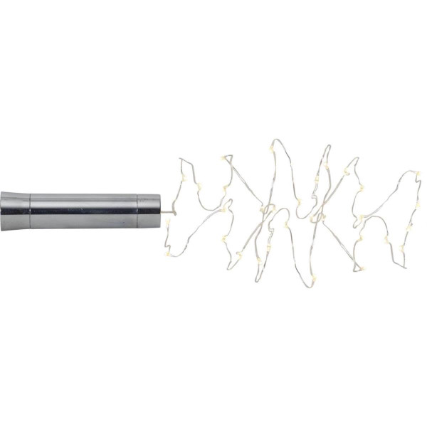 LED Drahtlichterkette Korken - für Flaschen - 40 warmweiße LED - 2m - Batterie - Timer - silber