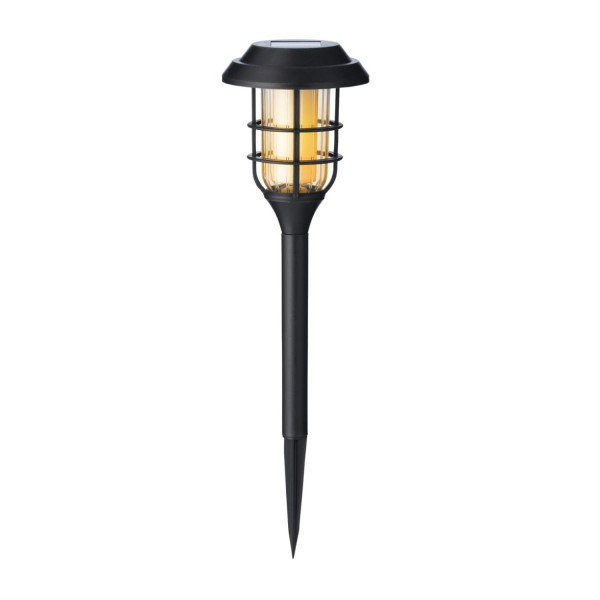 LED Solar Wegleuchte - Gartenfackel - Kunststoff - simulierter Flammeneffekt - H: 44cm - schwarz