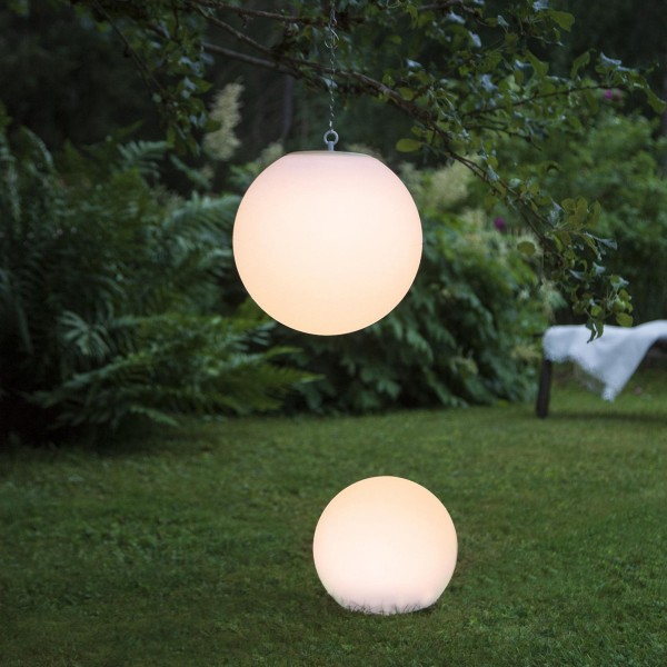 LED Solar Gartenkugel "Globy" - zum Aufhängen - H: 29cm, D: 30cm - 6 warmweiße LED - Lichtsensor