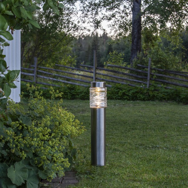 LED Solar Wegleuchte "Capri" - Edelstahl - warmweiße LED - H: 57cm - D: 12cm - Dämmerungssensor