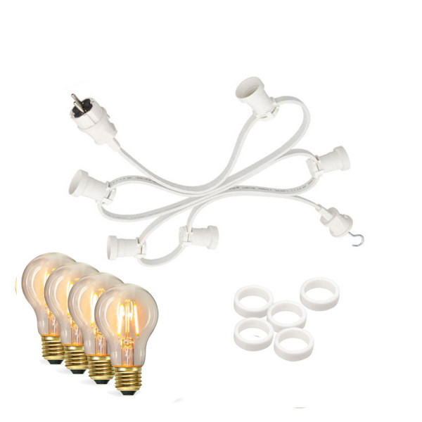 Illu-/Partylichterkette 5m - Außenlichterkette weiß - Made in Germany - 5 Edison LED Filamentlampen