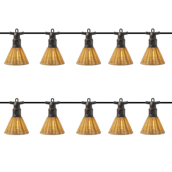 LED Lichterkette AMELIE - 10 beleuchtete Lampenschirme - L: 4,5m - koppelbar bis 40 LED - für Außen