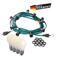 Vorschau: Illu-/Partylichterkette 40m - Außenlichterkette grün - Made in Germany - 40 opale LED Tropfenlampen Vorschau: Illu-/Partylichterkette 40m - Außenlichterkette grün - Made in Germany - 40 opale LED Tropfenlampen