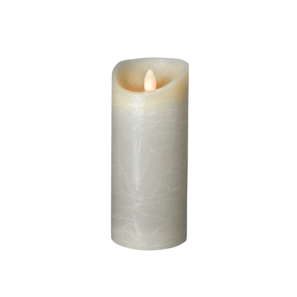 LED Wachskerze SHINE | grau | gefrostet | D: 7,5cm H: 17,5cm | fernbedienbar | Timer 
