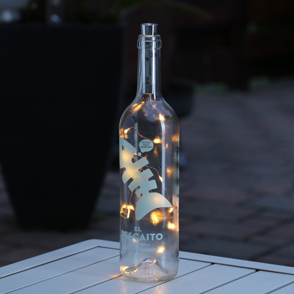LED Drahtlichterkette KORKEN - für Flaschen - 15 bernsteinfarbene LED - L: 70cm - Timer - kupfer