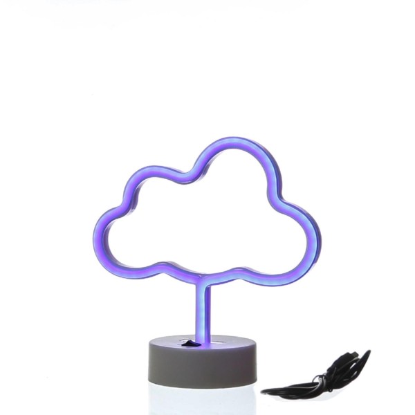 LED NEON Figur WOLKE 7 - Neonlicht - H: 23cm - Batterie oder USB Betrieb - stehend - blau