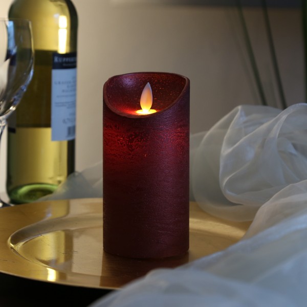 LED Kerze M-Twinkle - Echtwachs - bewegliche Flamme - Auspustfunktion - Timer - H: 15cm - rot
