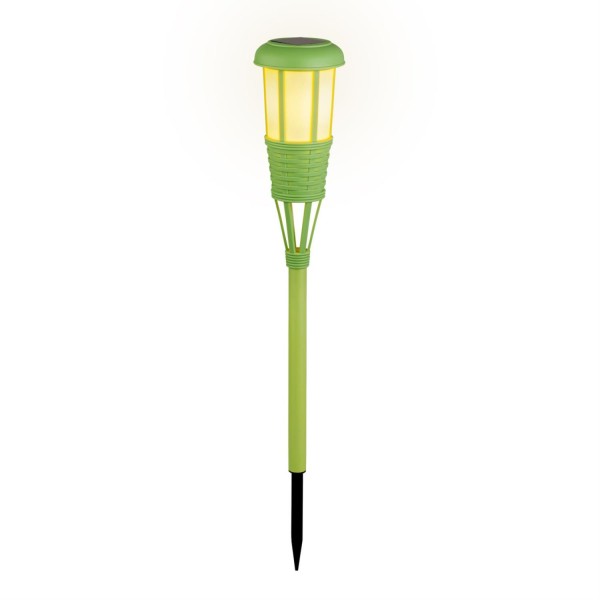 LED Solar Fackel FLAME - Gartenfackel - simulierter Flammeneffekt - H: 61cm - Lichtsensor - grün