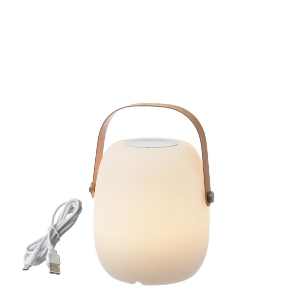 LED Tischleuchte mit Lautsprecher - Bluetooth - 6 warmweiße LED - H: 21cm - für Garten, Balkon
