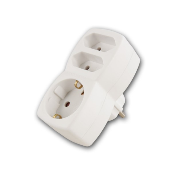 Steckdosenadapter - 2 x EURO Stecker + 1 Schuko - max 2,5A (575W)