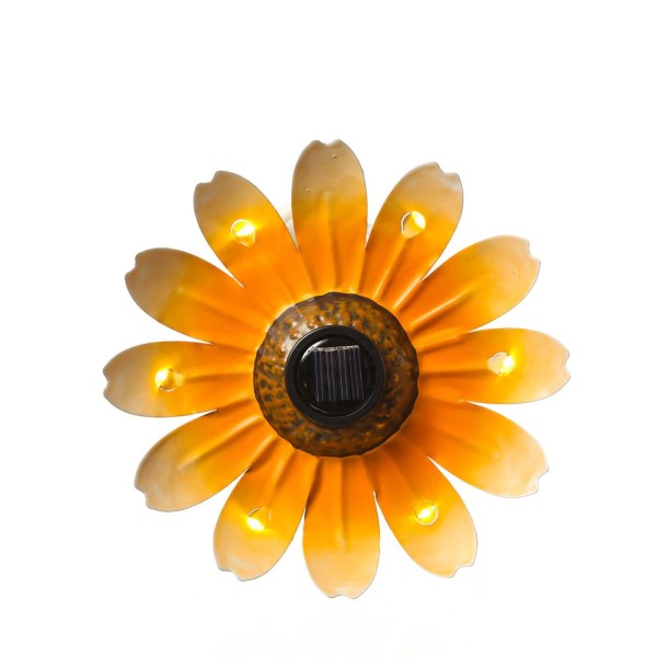 LED Solar Blume - hängend - Metall - 6 warmweiße LED - H: 14cm - Lichtsensor - orange