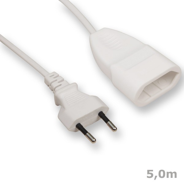 EURO Verlängerungskabel - 5m - 2x0,75mm² - weiss