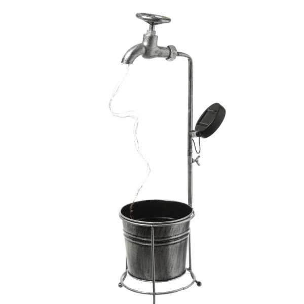 LED Solar Wasserhahn mit Blumentopf - Deko Balkon/Gartenbeleuchtung - H: 60cm - Sensor