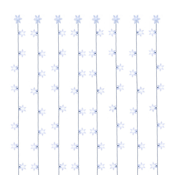 LED Lichtervorhang SCHNEEFLOCKEN - 64 kaltweiße LED - L: 1,2m - H: 1m - Trafo - für Innen - transp.