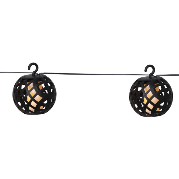 LED Solar Lichterkette Feuerball - Flammeneffekt - 8 beleuchtete Kugeln - L: 1,75m - für Außen