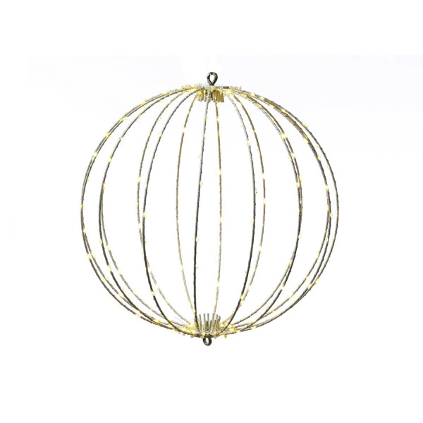 LED Drahtkugel - 3D Leuchtkugel - D: 38cm - 240 warmweiße LED - faltbar - 8 Modi/Timer - Innen/Außen