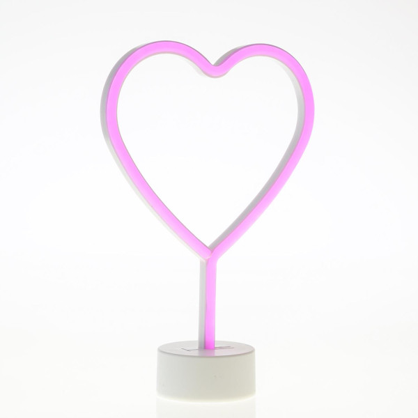 LED NEON Figur HERZ - Neonlicht - H: 30cm - Batterie oder USB Betrieb - stehend - pink