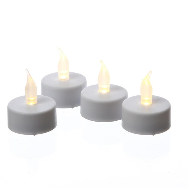 LED Teelichter - warmweiß flackernde Flamme - Kunststoff - D: 3,7cm - inkl. Batterien - weiß - 4Stk.