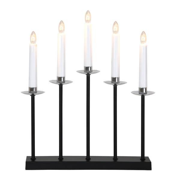 Fensterleuchter GRETA - Kerzenleuchter - 5flammig - H: 37cm - E10 Glühlampen - schwarz/silber
