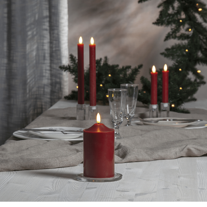 LED Stabkerze "Flamme" - Echtwachs - warmweiße LED - H: 15cm - Timer