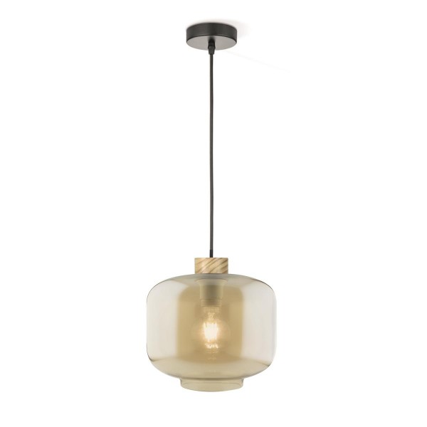 Pendelleuchte RETRO 25 - Braunglas - E27 Fassung - 25cm Durchmesser