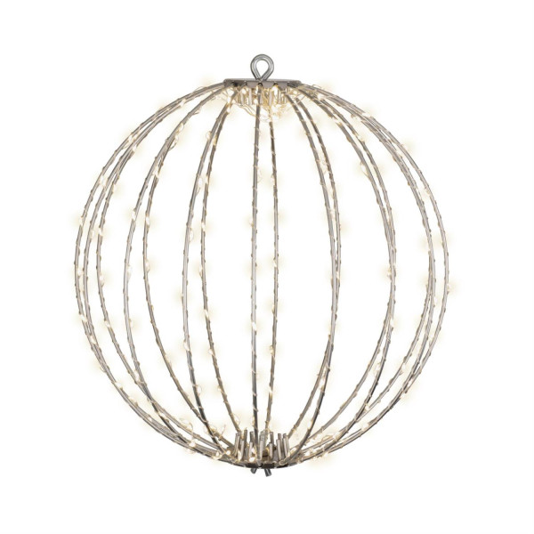LED Drahtkugel - 3D Leuchtkugel - D: 38cm - 240 warmweiße LED - faltbar - 8 Modi/Timer - Innen/Außen