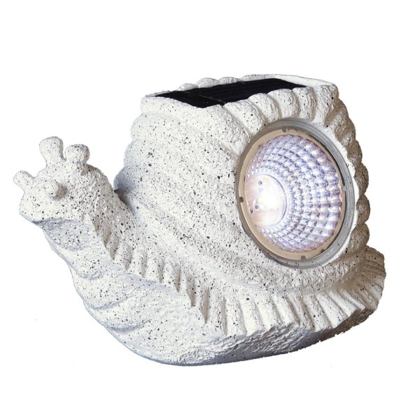 LED Solar Gartenfigur Schnecke - 1 kaltweiße LED - H: 9cm - Dämmerungssensor - grau