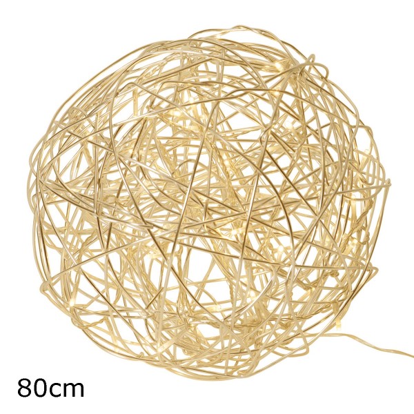 Drahtkugel gold "GOLD SPHERE 80" - 80cm - 200 warmweiße LEDs - outdoor IP44, Trafo