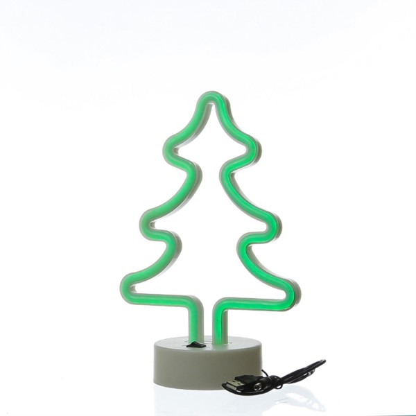 LED NEON Figur TANNENBAUM - Neonlicht - H: 27cm - Batterie oder USB Betrieb - grün