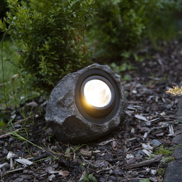 LED Solar Felsen "Rocky" - Spot mit warmweißer LED