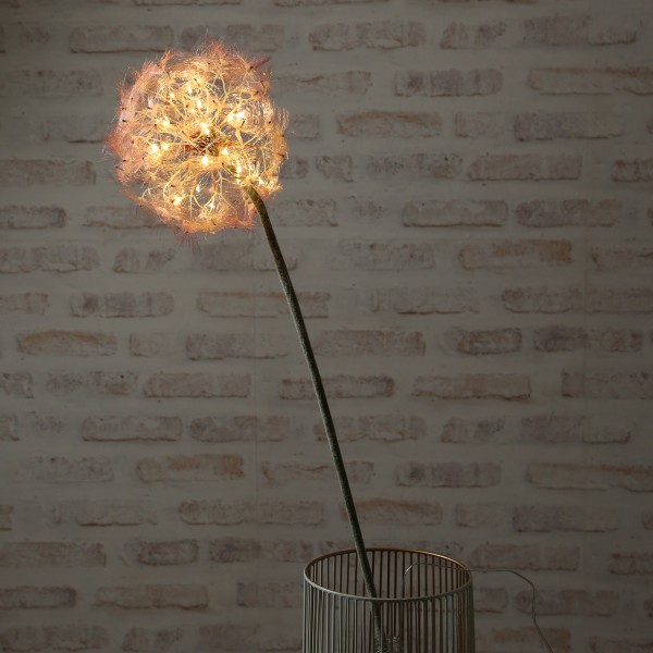 LED Pusteblume - Kunstblume - 22 warmweiße LED - H: 90cm - Batteriebetrieb - Timer - rosa