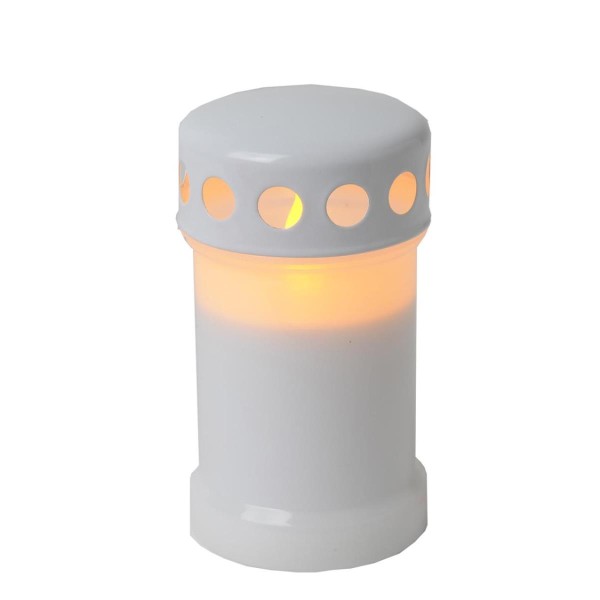 LED Grablicht Serene - Grabkerze - gelbe LED - H: 13,5cm - 1200h Leuchtdauer - weiß