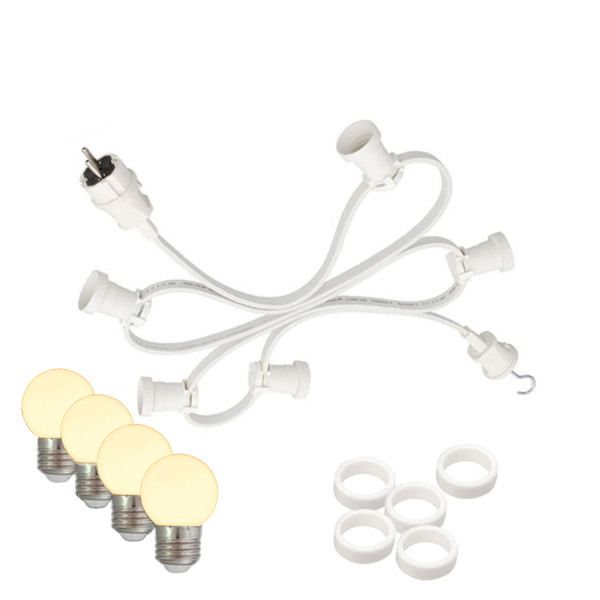 Illu-/Partylichterkette 5m - Außenlichterkette weiß - Made in Germany - 10 warmweiße LED Kugellampen