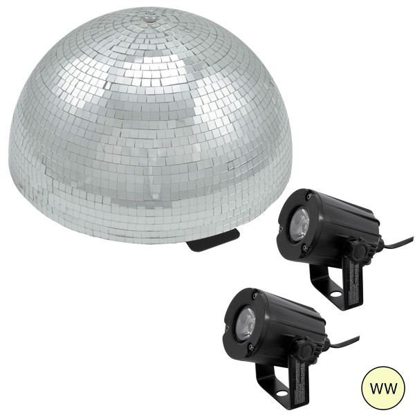 Spiegelkugel Komplettset - Discokugel, Motor, Pinspot, Montagematerial für Diskokugel - Mirrorball Set - Partyset